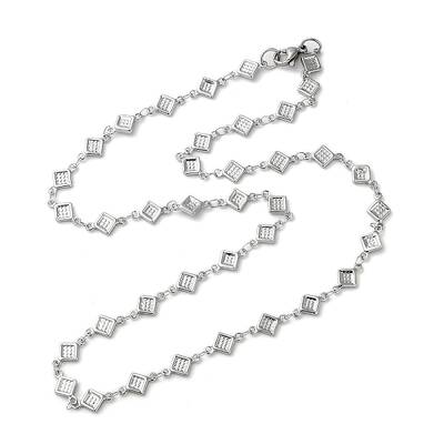 Non-Tarnish 304 Stainless Steel Rhombus Link Chain Necklaces