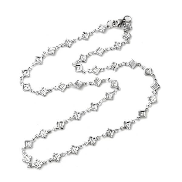 Non-Tarnish 304 Stainless Steel Rhombus Link Chain Necklaces