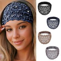 4-Piece Floral Beaded Headband Set for Women - Stylish Hair Accessories Perfect for Everyday Wear Lace Hairstyles Styling Blu...