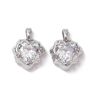 Valentine's Day Brass Micro Pave Clear Cubic Zirconia Pendants