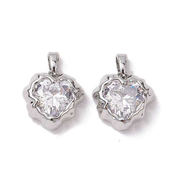 Valentine's Day Brass Micro Pave Clear Cubic Zirconia Pendants