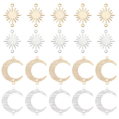 32Pcs 4 Styles Brass Connector Charms Sets
