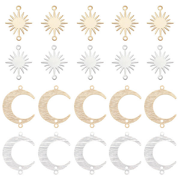 32Pcs 4 Styles Brass Connector Charms Sets
