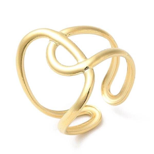 304 Stainless Steel Wire Wrap Open Cuff Ring for Women