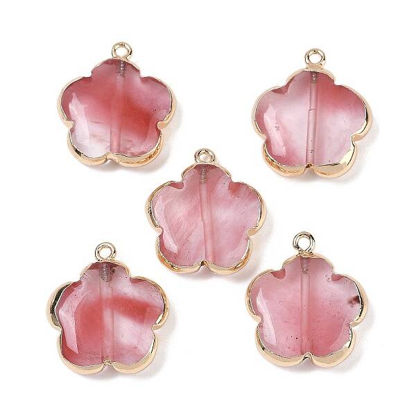 Cherry Quartz Glass Pendants