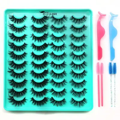 Fluffy Curling False Eyelashes Kit, Natural Look Eye Makeup Strip Lashes for Women & Girls, Volumized Cluster False Eyelashes...