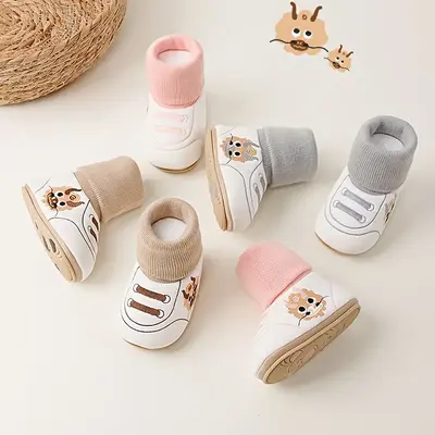 Spring, Autumn and Winter Children's Shoes and Socks 0-1 Years Old Shoes Children's Warm Shoes 3-6 Months Boys and Girls Non-...
