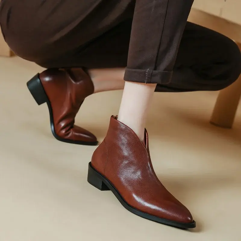 CHIKO Paisley Pointy Toe Block Heels Ankle Boots