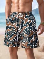 Men's Regular Fit Camo Print Beach Shorts, Casual Fashion Comfy Swim Shorts for Summer, Men's Shorts for Beach Vacation, Camo...