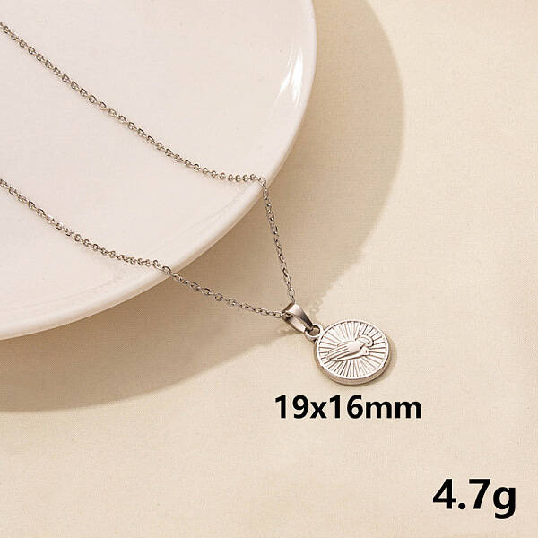 304 Stainless Steel Flat Round with Hand Pendant Necklaces