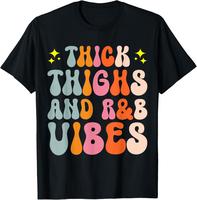100% Cotton 90's R&B Girl RnB R And B Body Positivity Thick Thighs R&B Vibes T-Shirt Round Neck Short Sleeve T-Shirt Women's ...
