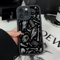 Case for iPhone 16 Pro Max 15 Plus 14 13 12 11 XS XR E Sheep skull Pattern Drop Protection Shockproof Soft Silicone smartphon...
