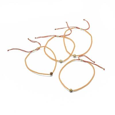 Adjustable Natural Picture Jasper Braided Bead Bracelets