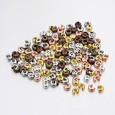 Mixed Style Brass Crimp Beads Covers