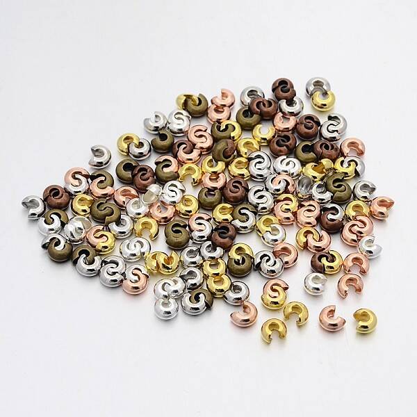 Mixed Style Brass Crimp Beads Covers