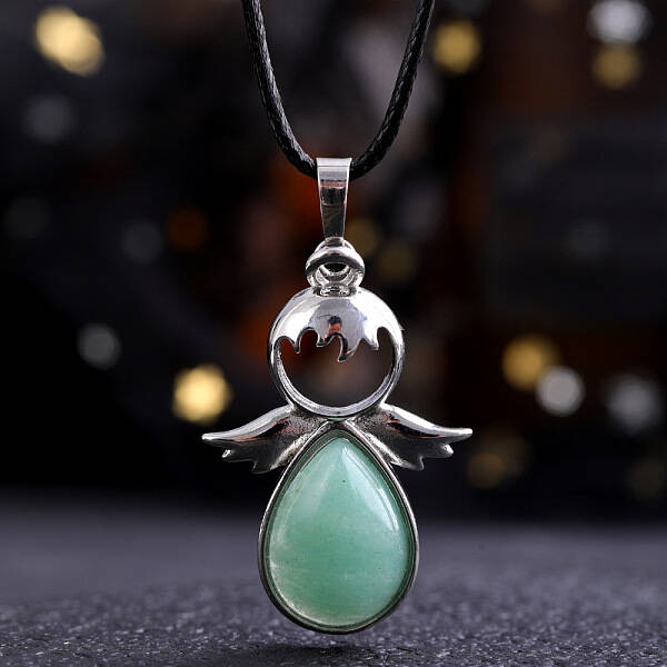 Angel Wings Crystal Teardropt Pendant Necklaces