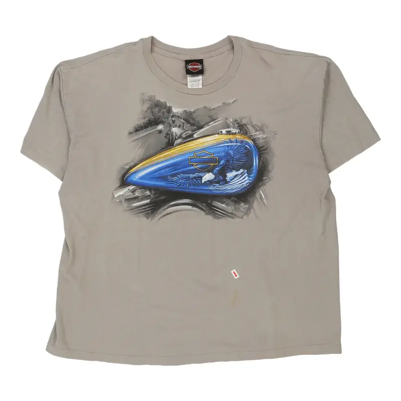Harley Davidson Graphic T-Shirt - 2XL Grey Cotton