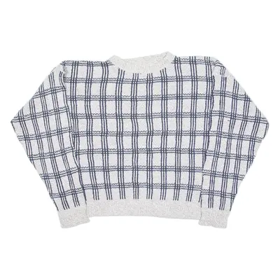 AMERICAN SPIRIT Mens Patterned Jumper Grey Check Tight Knit L