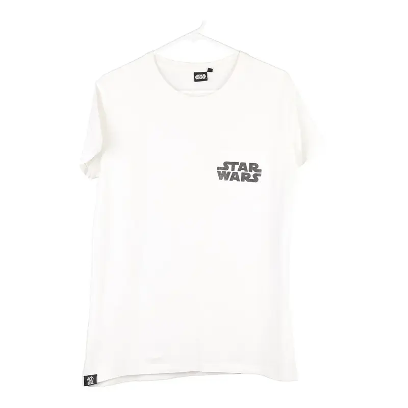 Star Wars Spellout T-Shirt - Small White Cotton