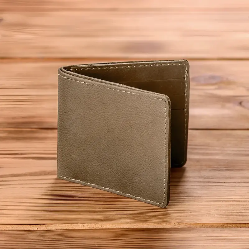 Leather Wallet - Beige-No Personalization