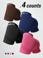 Women's Letter Print Sports Shorts, Sport Breathable Comfortable Skinny Shorts for Yoga Gym Workout Running, Ladies Sportswea...