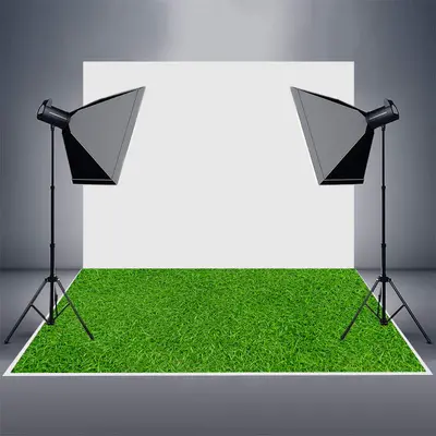 Spring Fresh Grass Lawn Rubber Floor Mat For Photo - Aperturee