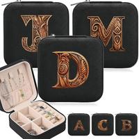 Jewelry Storage Box, 1 Count Letter Pattern Jewelry Organizer with Zipper & Flip Design, Cosmetics Storage Box for Travel & H...