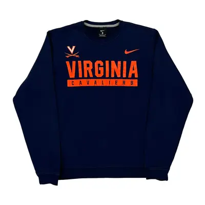Virginia Cavaliers Nike Graphic Sweatshirt - Medium Navy Cotton Blend