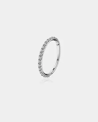CZ Hinged Segment Nose Ring - Silver / 6mm