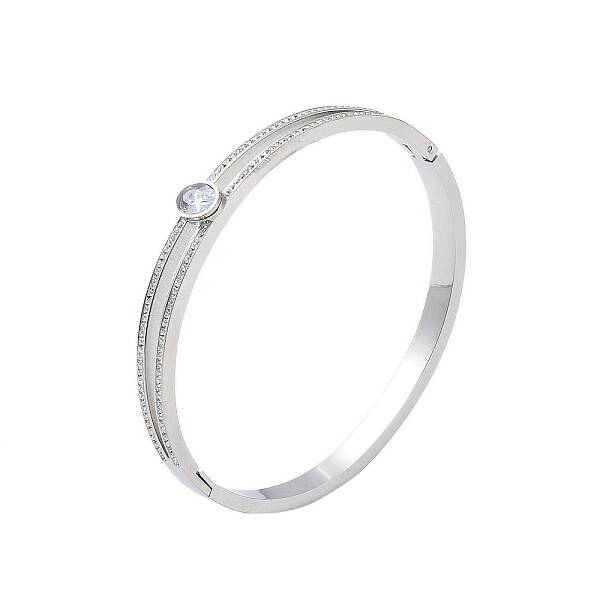 304 Stainless Steel Pave Crystal Rhinestone Hinged Bangles