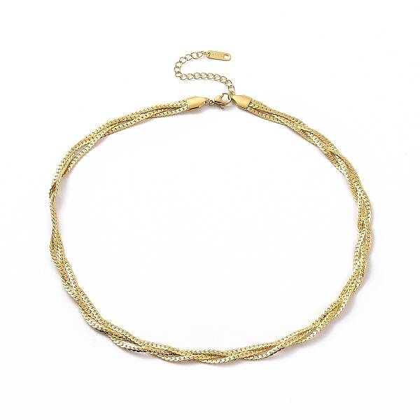 304 Stainless Steel Braided Cuban Link Chain Necklace for Women