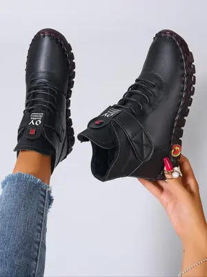 Women's Fashionable Belted Design Boots, Casual Comfortable Round Toe Boots for Fall & Winter, Female All-match Trendy Shoes ...