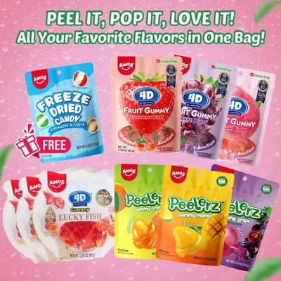 Amos Peelerz Candy Combo β 10 Hit Flavors in 1 Pack + FREE Bonus Snack | Peel, Pop & Love Every Bite! | Limited Edition Var...