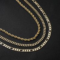 MEIITRUE Cuban Link and Rope Chain Necklace for Men Women 14K Gold Plated 23.5Inch Figaro Miami Style 9.5mm Thick Stainless S...
