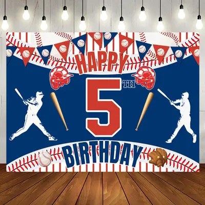 Aperturee Happy 5Th Birthday Baseball Theme Sport Backdrop