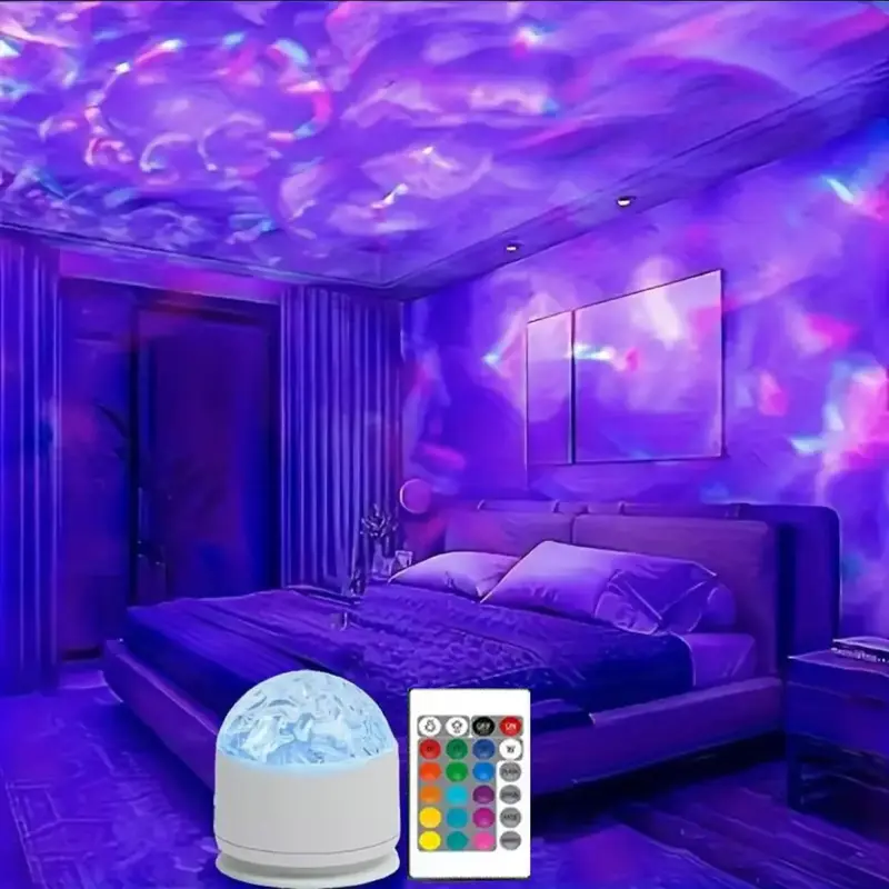 USB Powered Aurora Projector Night Light, LED Water Ripple Night Light, Starry Sky Atmosphere Lamp, Novelty Lighting for KTV ...