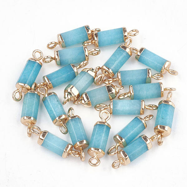 Electroplate Natural White Jade Links connectors