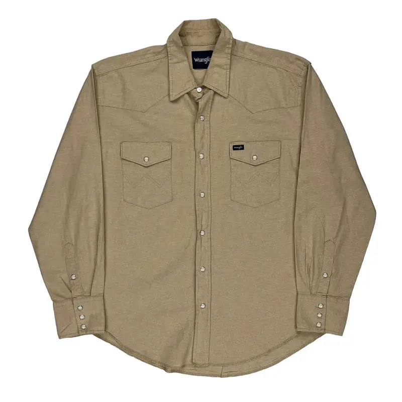 Western Style Wrangler Shirt - XL Beige Cotton