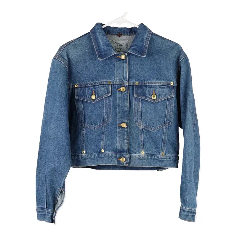 Diario Cropped Denim Jacket - Large Blue Cotton