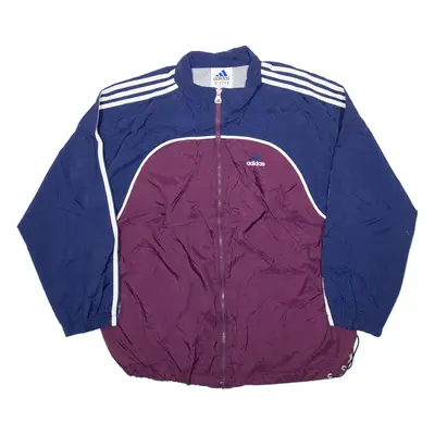 ADIDAS Mens Windbreaker Jacket Purple Nylon Colourblock XL