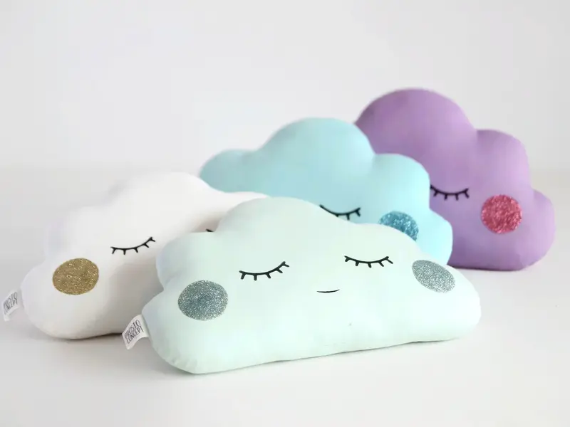 Small Cloud Pillow (5 colors) with Glitter Cheeks