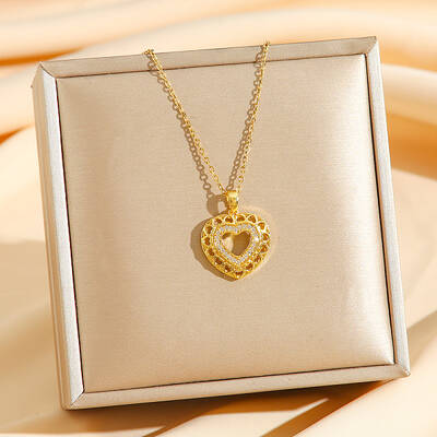 Brass Crystal Rhinestone Hollow Pendant Necklaces
