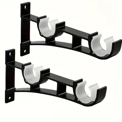 Double Curtain Rod Bracket, Heavy-duty Curtain Rod Bracket, Buckle Design Curtain Rod Rack for Secure Hanging, Curtain Rod A...