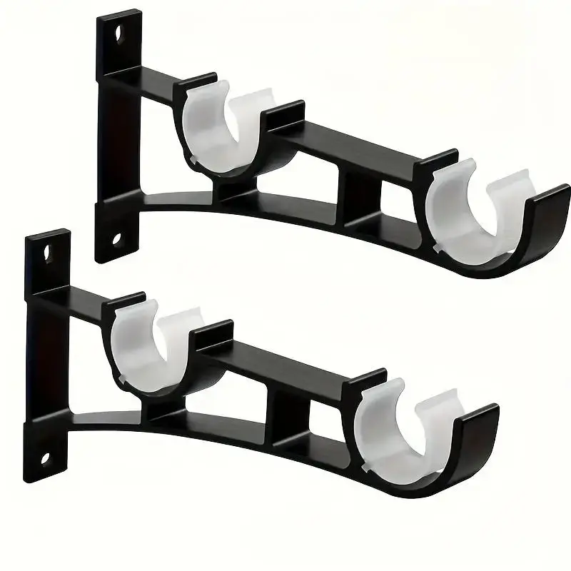 Double Curtain Rod Bracket, Heavy-duty Curtain Rod Bracket, Buckle Design Curtain Rod Rack for Secure Hanging, Curtain Rod A...