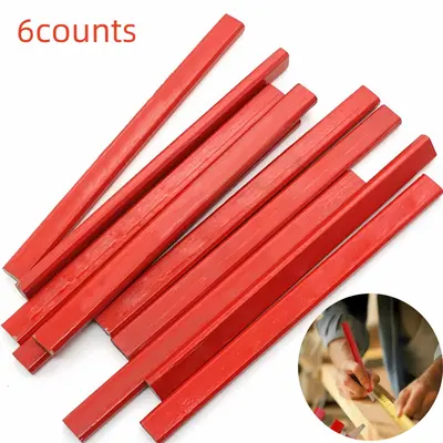 Woodworking Pencil Set, 6 Counts/set Premium Octagonal Marking & Drawing Tools with Hard Black Lead, Perfect for Artisans & C...