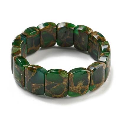 Synthetic Rectangle Gold Clinquant Stone Stretch Bracekets