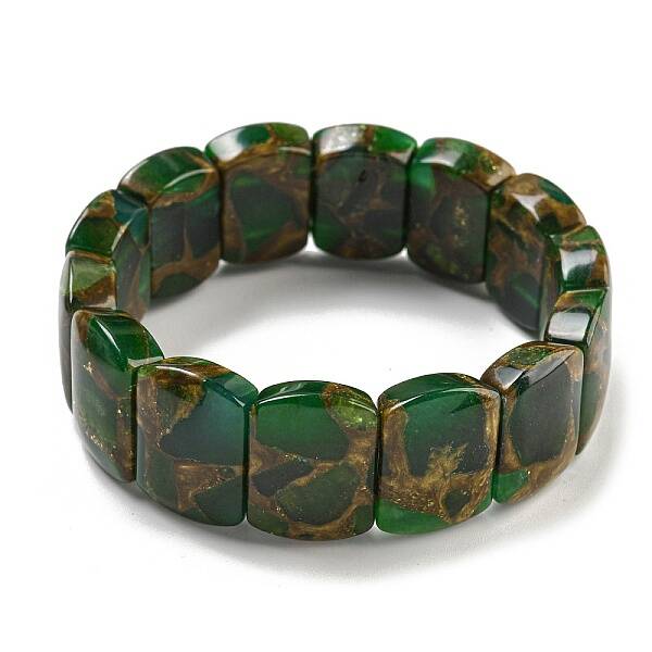 Synthetic Rectangle Gold Clinquant Stone Stretch Bracekets