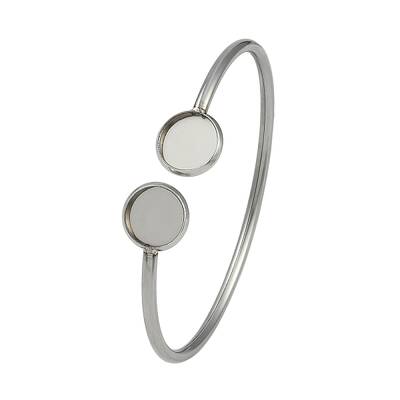 304 Stainless Steel Blank Bangle Bases with Flat Round Tray