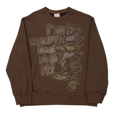 Disney Graphic Sweatshirt - Large Brown Cotton