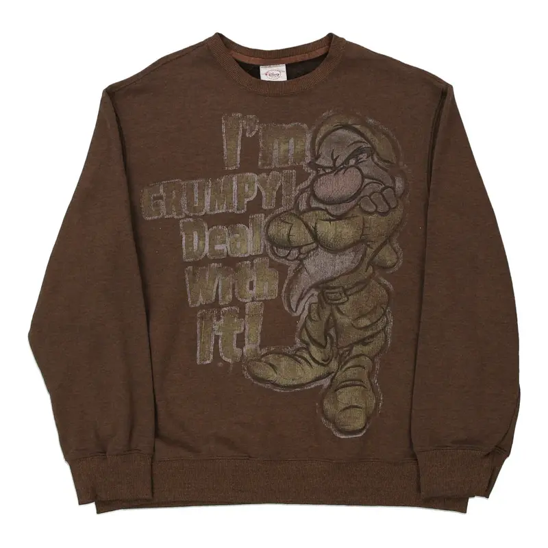 Disney Graphic Sweatshirt - Large Brown Cotton